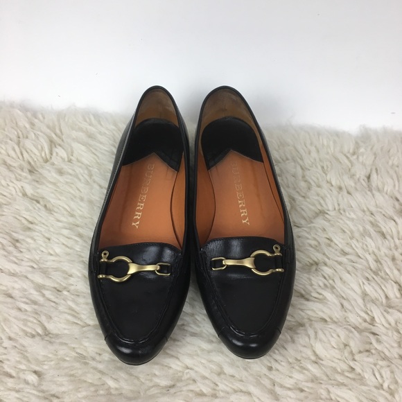Burberry pointed toe loafer flats brass buckle - Picture 2 of 8